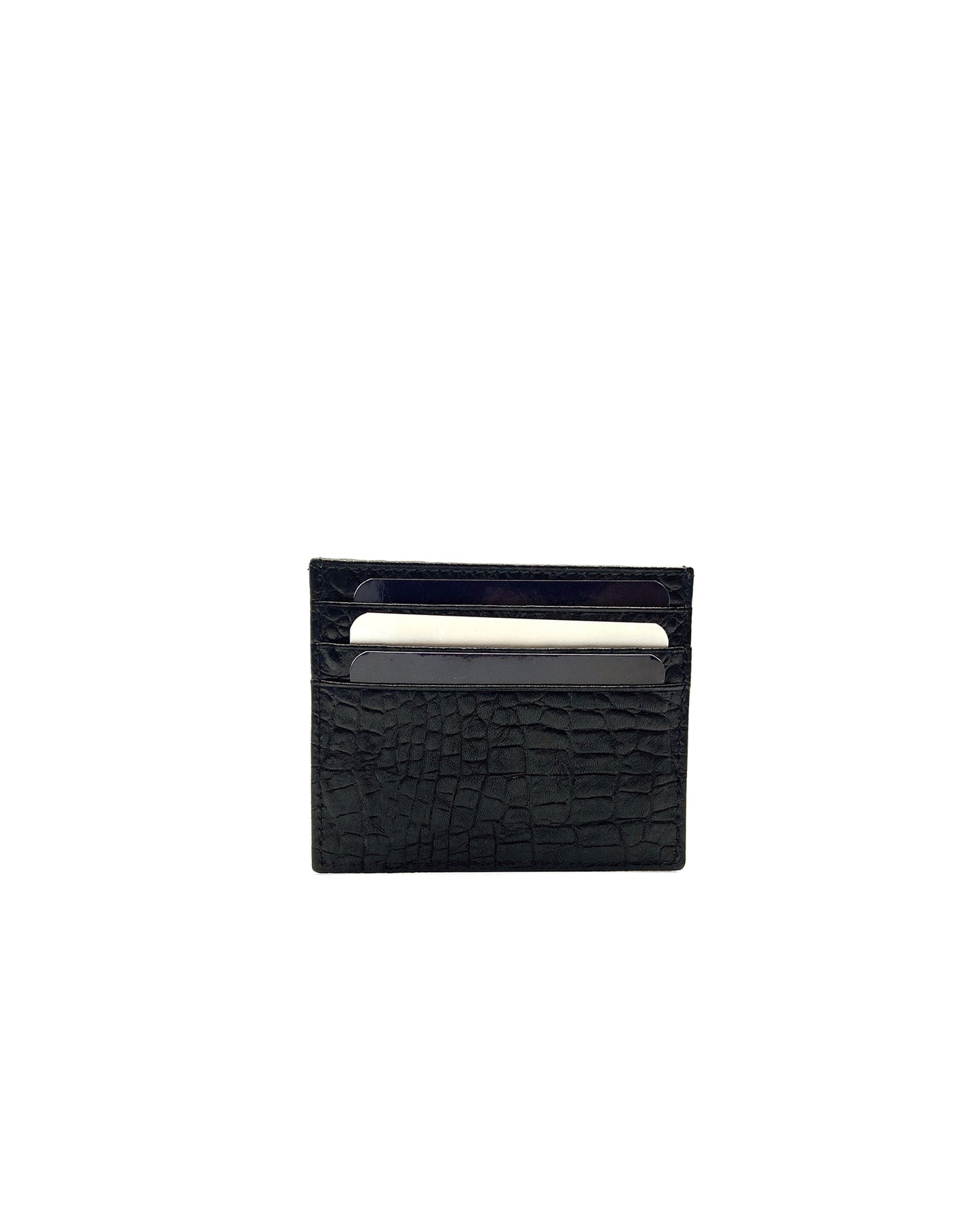 A Class Leather Lizard All Black Card Holder - 137 067 01