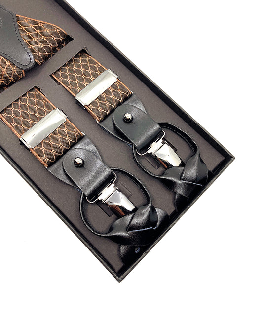 A Class Brown-Orange Patterned Suspenders - 122 SSP 01