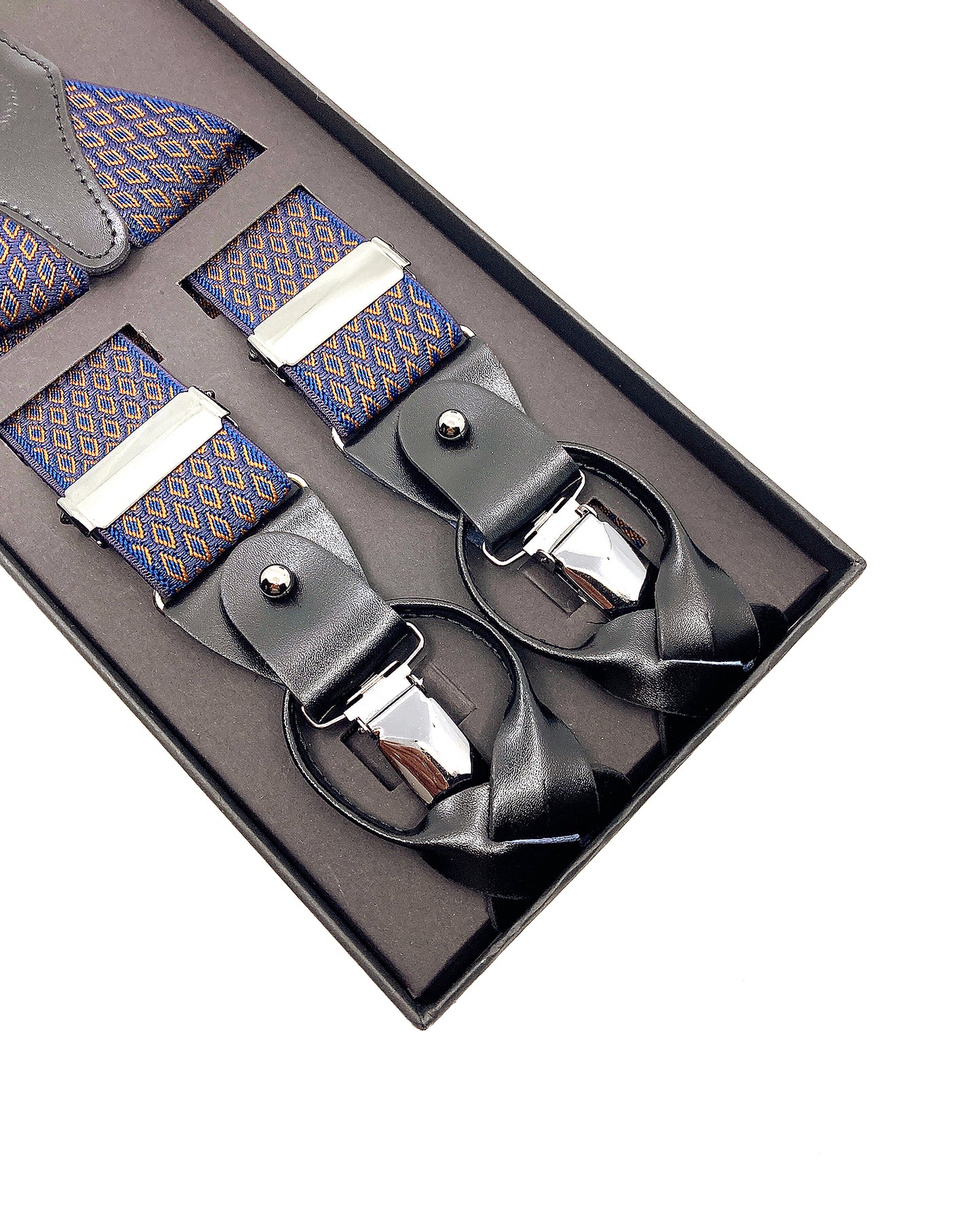 A Class Blue-Orange Patterned Suspenders - 122 SSP 01