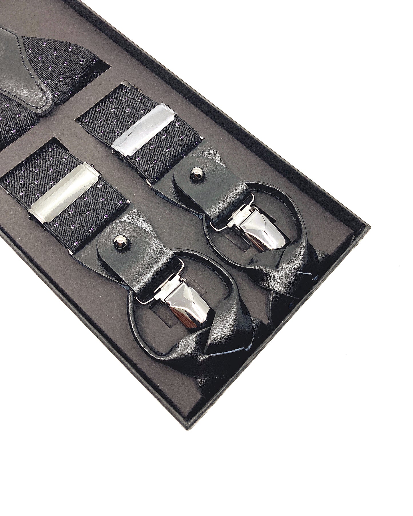 A Class Black Patterned Suspenders - 122 SSP 01