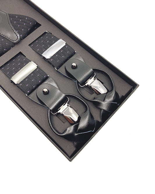 A Class Black Patterned Suspenders - 122 SSP 01