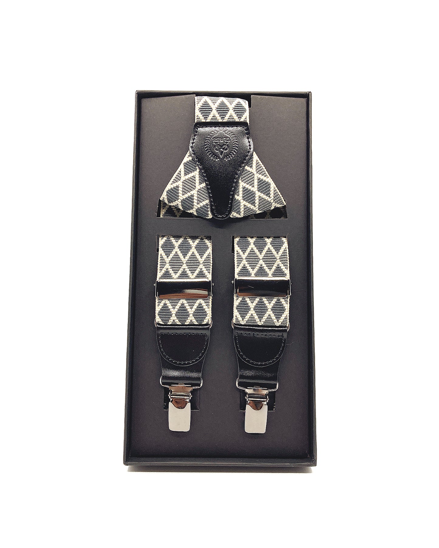 A Class White-Green Patterned Suspenders - 122 SSP 01