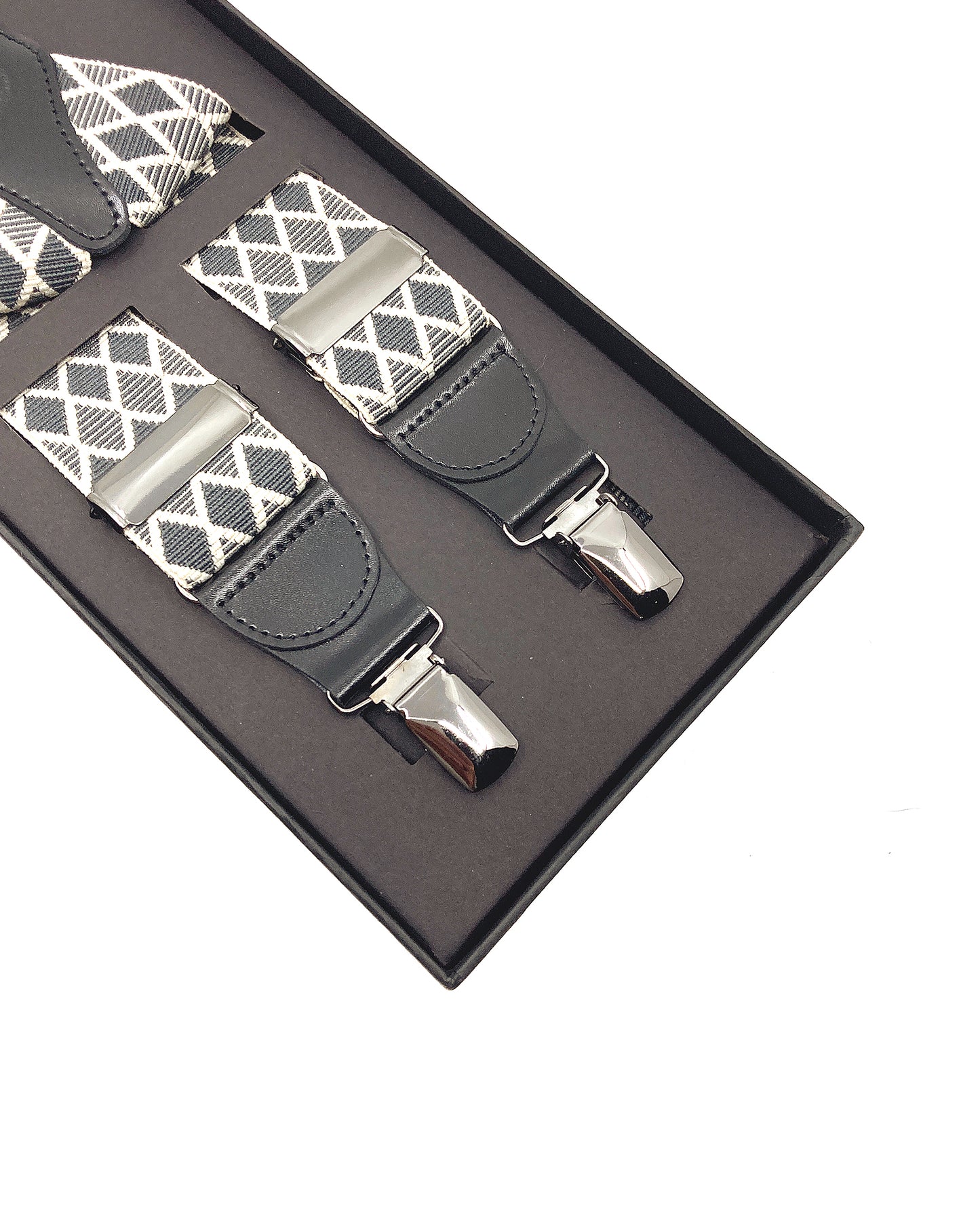 A Class White-Green Patterned Suspenders - 122 SSP 01