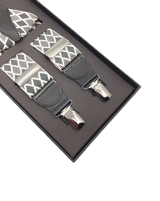 A Class White-Green Patterned Suspenders - 122 SSP 01