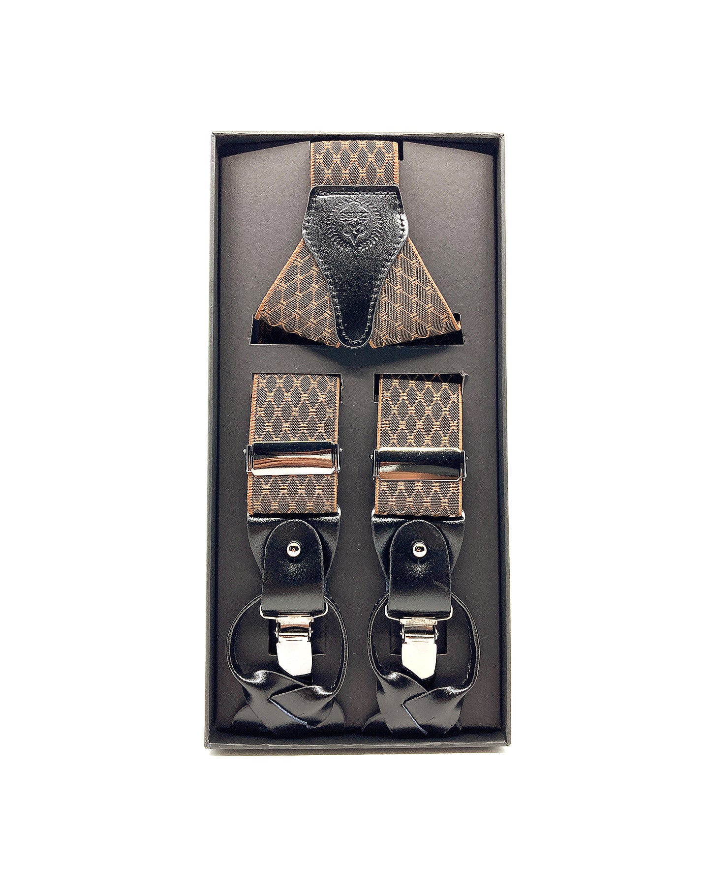 A Class Brown-Orange Patterned Suspenders - 122 SSP 01