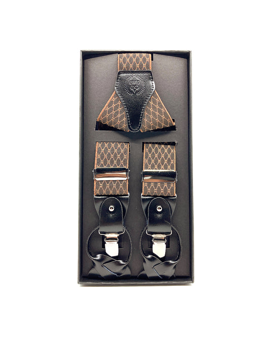 A Class Brown-Orange Patterned Suspenders - 122 SSP 01