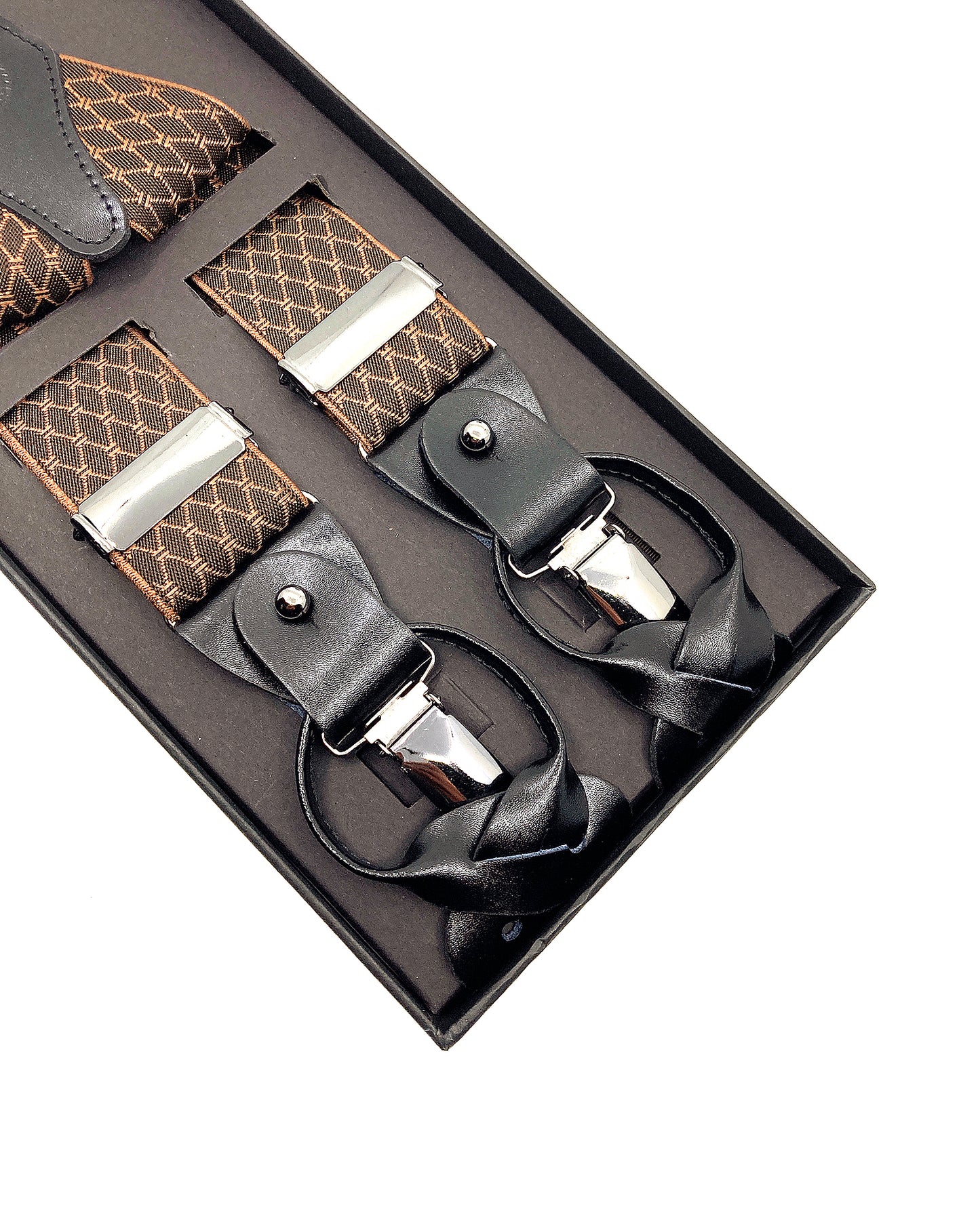 A Class Brown-Orange Patterned Suspenders - 122 SSP 01